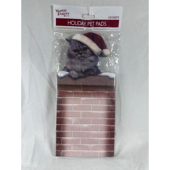 Martin Designs Other - Martin Designs Holiday Pet Pads Cat in Santa Hat Chimney Notepad 100 Sheets 2003